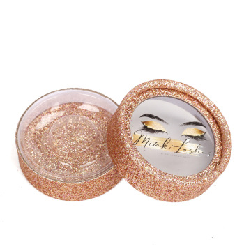 Wholesale Round Empty Box Lashes: High-Quality Mink Eyelash Storage Cases in Black, Pink, and Brown with Glitter Design for Makeup Tools