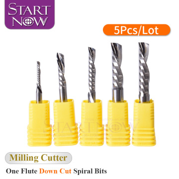 5PCS Down Cut Milling Cutter Left Spiral Tungsten Carbide CNC Router Bit