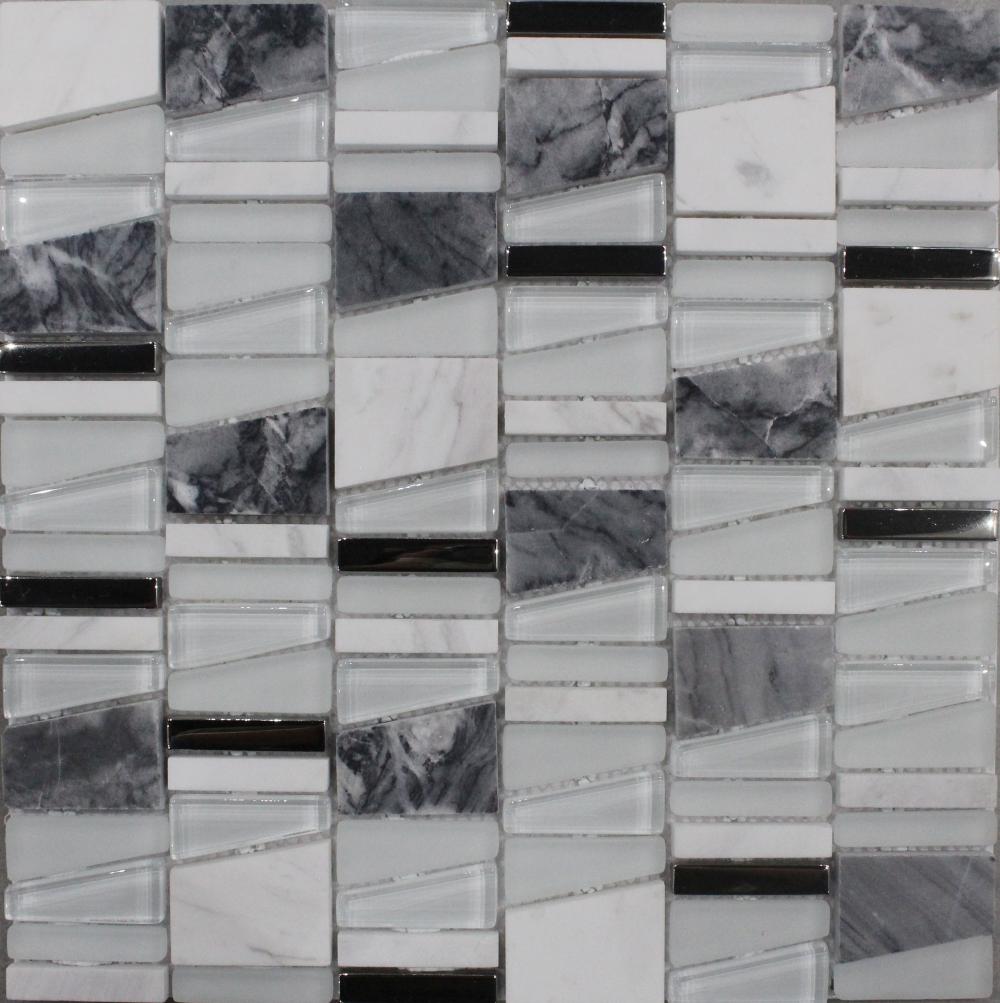 White Black Color Mixed Marble Mosaic