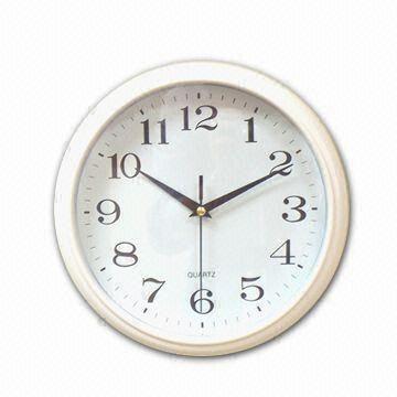 Circular Plastic Quartz Wall Clock, Measuring 26 x 26cm