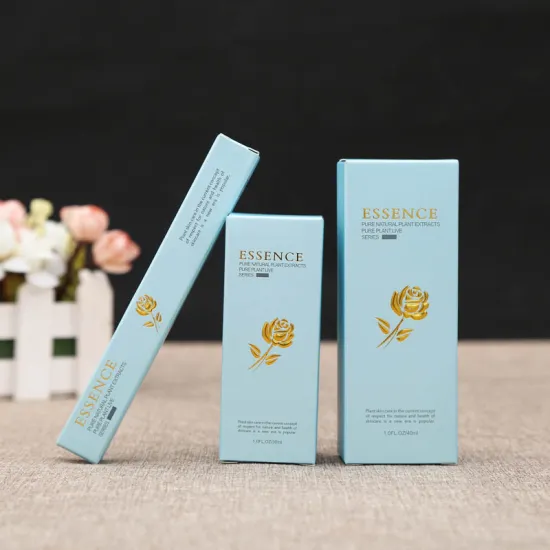 Custom Blue Gold Foiled Logo Cosmetic Paper Box