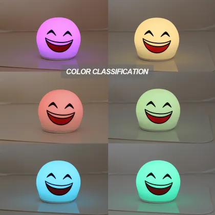Rechargeable Multicolor Smiley LED Silicone Room Decor Lights for Eye Protection