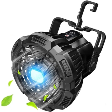 Mini-fan pliable portable rechargeable avec lumière pour le camping et à l'extérieur