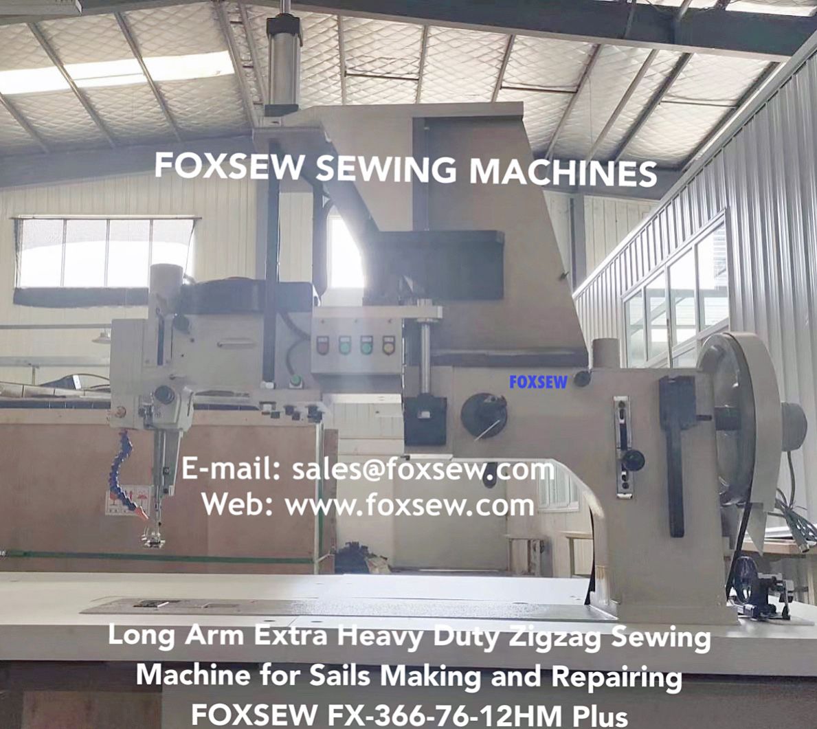 Long Arm Extra Heavy Duty Sails Zigzag Sewing Machines FOXSEW FX-366-76-12HM Plus -5