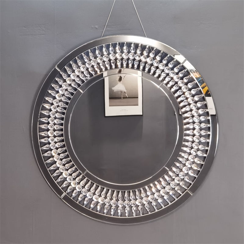 circle round MDF hanging mirror