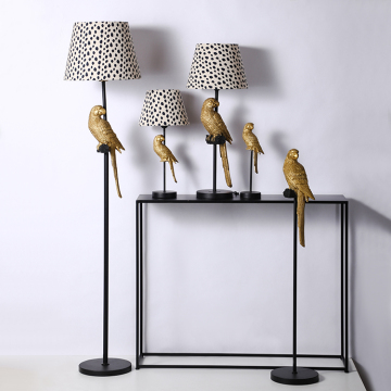 Unique Parrot Shape Bird Resin Decorations, Cheap Gold Hotel Floor Lamps for Home Living Room in America