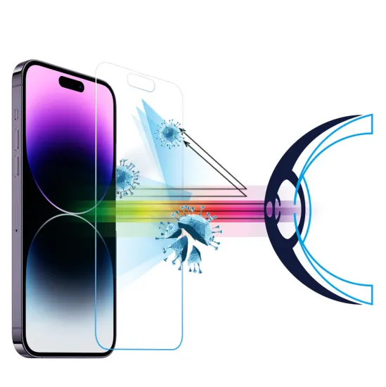 2.5D Flat Anti-Blue Light HD Transparent Tempered Glass Screen Protector for iPhone 12/13/14/15 (Mini/Pro/Max/Plus)