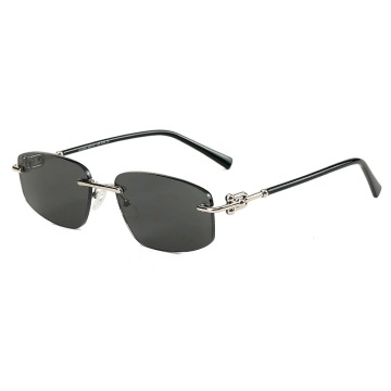 Mellume Vintage Rimless Metal Frame PC Lens Sunglasses