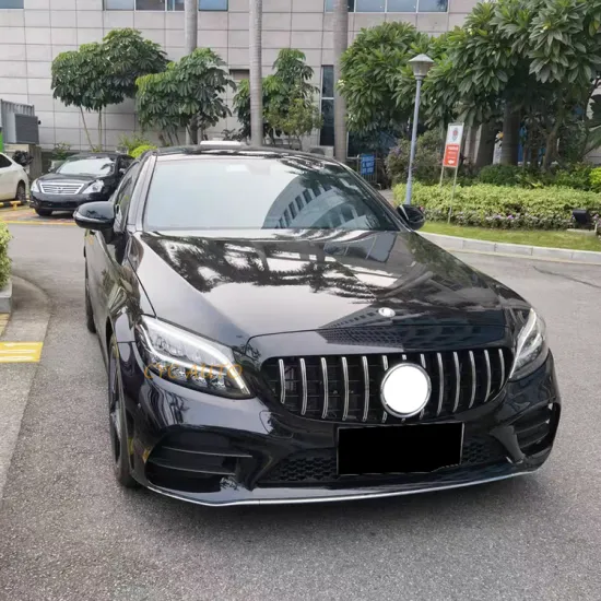 Black GT Style Front Bumper Grille for Mercedes-Benz C-Class W205 C205 2019-2021