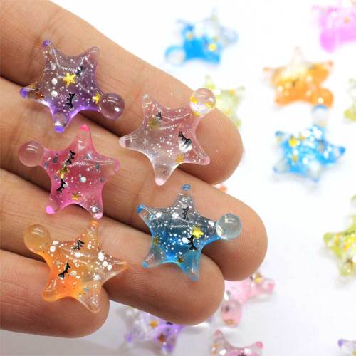 21mm Glitter Star Rhinestone Flat Back Resin Slime Charms for Bows DIY Scrapbooking Phone Decor