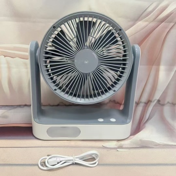 USB Rechargeable 6 Inch Electric Solar-Powered Table Fan with LED Panel