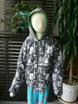 boy\'s reversible hoody padding jacket with one side transfer printing