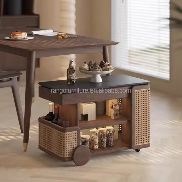 Solid Wood Movable Trolley and Sofa Side Cabinet Center Table - Foshan Factory Home Furniture