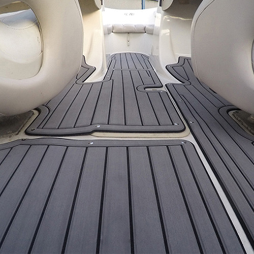 Brushed Grooves Light Grey Over Black Eco Non-toxic Friendly Non-slip PE/EVA Foam Marine Deck Yacht Teak Floor