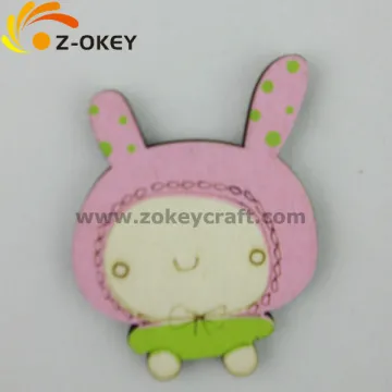 latest style Wooden silk screen printing fridge magnet with rabbit shape