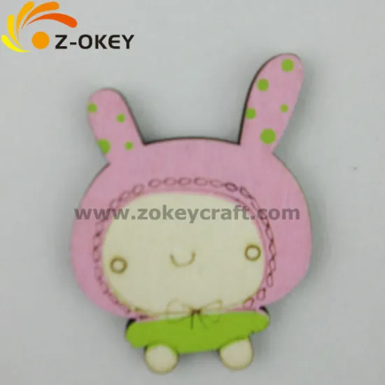 latest style Wooden silk screen printing fridge magnet with rabbit shape