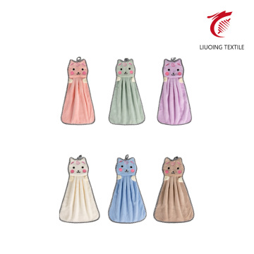 Coral Fleece Cat Hand Towel