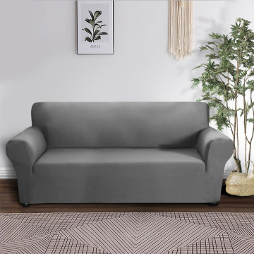 Stretch Couch Cover - Soft Polyester Sofa & Loveseat Slipcover - Dark Grey