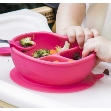 Dishwasher safe Divided Silicone Suction Bowl