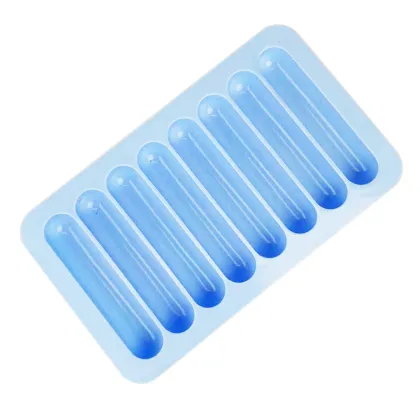 8-Grid Silicone Ice Mold: Strip Shape Thin Ice Tray