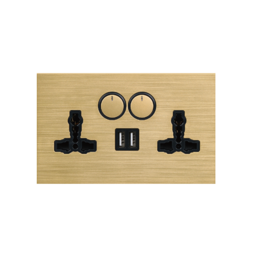 LD Series 2 Gang 13am Socket met USB