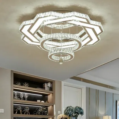 Modern Crystal Ceiling Lamps for High Ceilings
