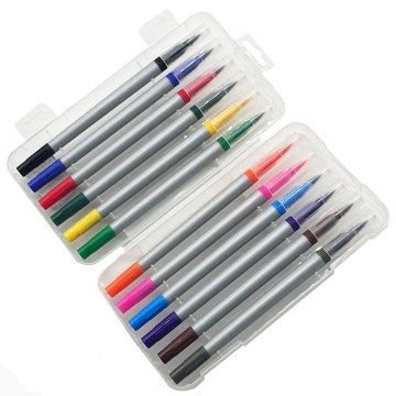 12 Χρώμα ακουαρέλας διπλής άκρης βούρτσα Fineliner Marker Pene με προσαρμοσμένη συσκευασία λογότυπου