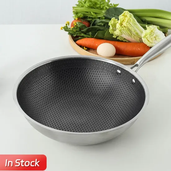 Superior Quality 410 Stainless Steel Honeycomb Nonstick Frying Pan for Kitchen