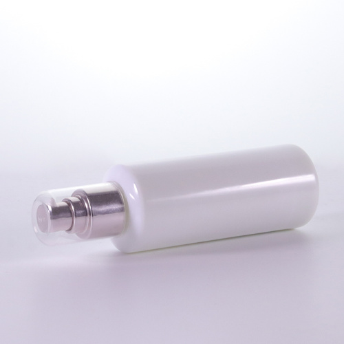 Opal white glass bottle with clear cover