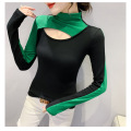 Long-sleeved half-high neck hole bottoming shirt