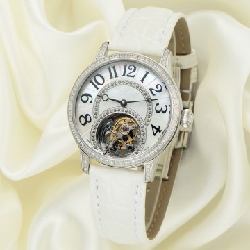 Fashion High End CNC Inlaid Stones Tourbillon Movement Wrist Watch For Girls