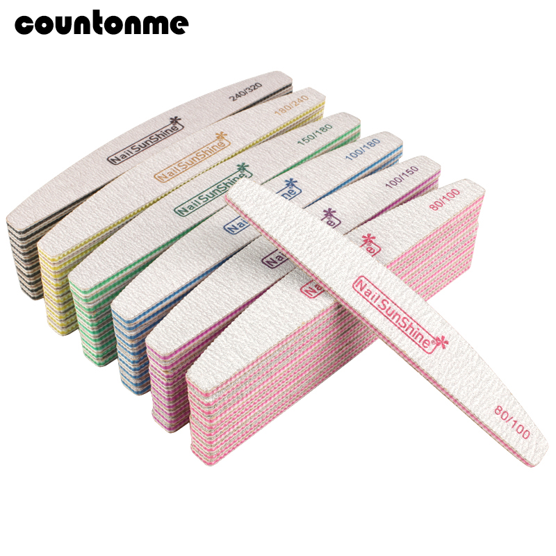 50pcs Acrylic Nail File Strong Sandpaper Nail Buffer Block For Manicure Lime a ongle 80/100/150/180/240/320 Washable Boat Files