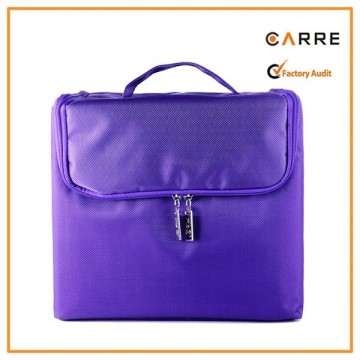 soft sided fabric professional makeup organizer cosmetic nylon beauty box with strap