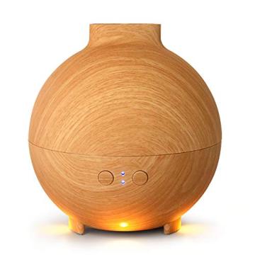 UFO Design Ultrasonic Wood Grain Humidifier & Aromatherapy Diffuser, 600ml