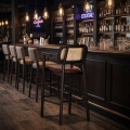 High Back Ash Wood Bar Chairs With Armrest Soft Cushion Commercial Bar Stools for Coffee Shop Bar Dessert Store