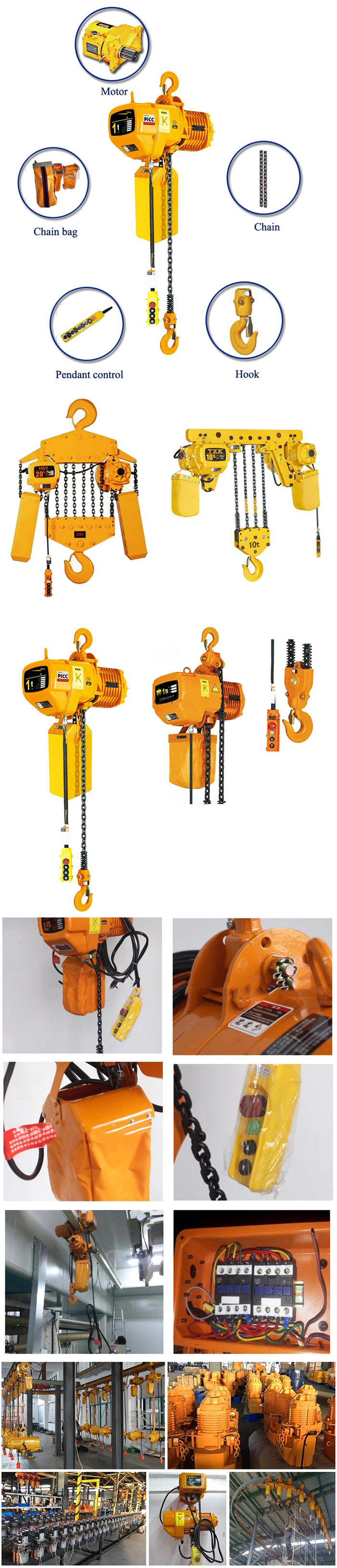 Small electric pulley chain hoist equipment wide use