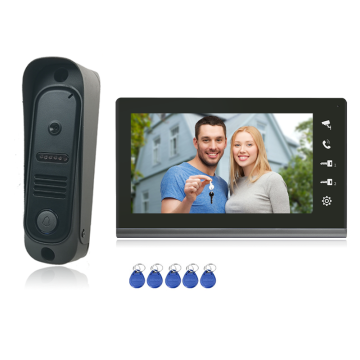 Video de 7 pulgadas con visión nocturna y desbloqueo RFID para apartamentos para el hogar con cable