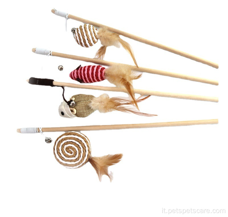 Feather Interactive Cat Playing Toy Teaser Stick