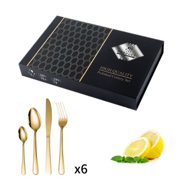 Popular Wedding Fork Knife Spoon Set - Stainless Steel Metal Dorados Cube Cutlery in Silver and Gold