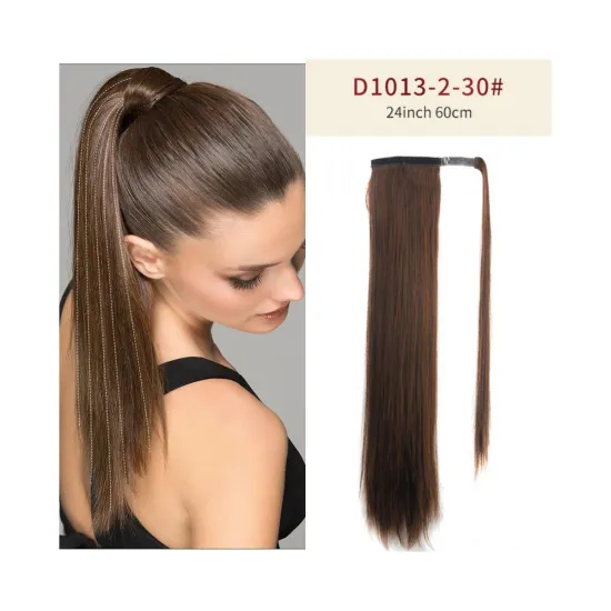 Cheap straight wrap around ponytails synthetic hair extension accessories long Synthetic Hair Ponytail for white black women