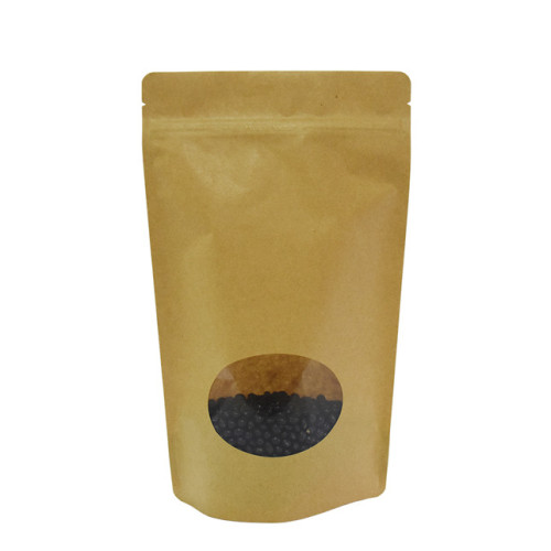 Biodegradable brown kraft paper food bag with window