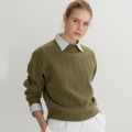 Damen Langarmpullover gerippt gestrickt