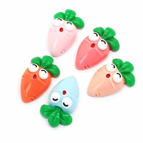 Flat Back Cute Carrot Cartoon Shape Resin Cabochon For Handmade Craftwork Decor Beads Charms Fruits Beads Slime