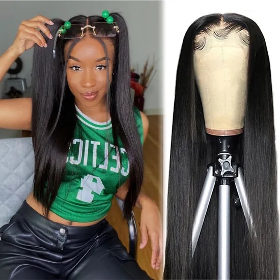 Hot Sale 13*4 Lace Front Wig 100% Human Straight Natural Color Hair For Women With Baby Hair