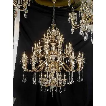 Antique French Huge Candle Crystal Chandelier Lamp
