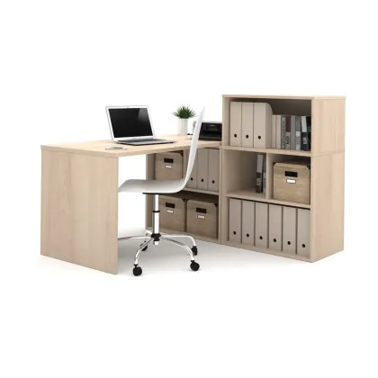 Simple Wooden Home Living Room Computer Desk with Bookcase Cabinet