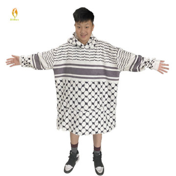 High-end Customized Thick Flannel Fleece Warm Oversized Hooded Blanket Hoodie