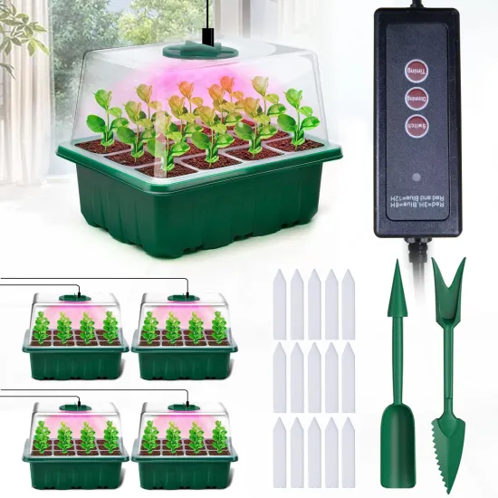 Efficient Vegetable Seed Starting Kit: Complete Set with Grow Light, Humidity Dome, and Blister Packaging for Agriculture