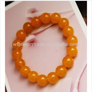 Natural crystal bracelet Yellow chalcedony Bracelet 8mm Zhaocai yellow essential white moss
