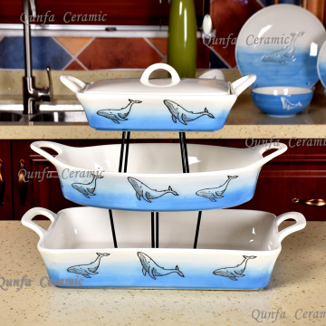 Ocean Dolphin design dinner wholesale ceramic dinnerware